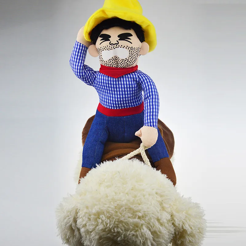 S XL Dogs Clothes Riding Horse Dog Costume Funny Cosplay Cowboy Pet