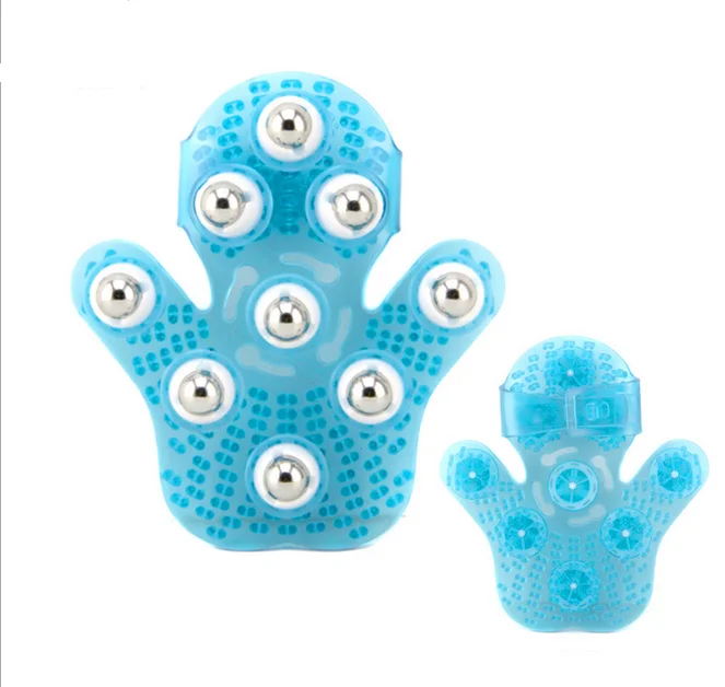 

Free shiping 2 in 1 3 color 9 Steel balls 360 degree Eco PVC Body Cellulite Massage Glove health care Massager