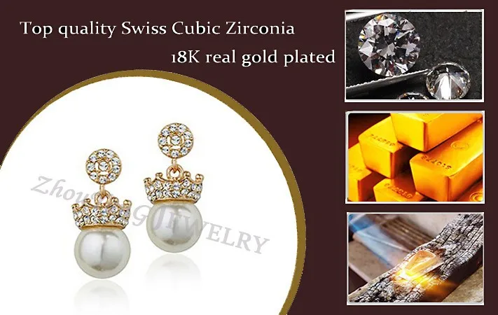 ZHOUYANG ZYE163 имитация жемчуга розовое золото цвет серьги гвоздики ювелирные изделия сделаны с настоящими Австрийскими кристаллами