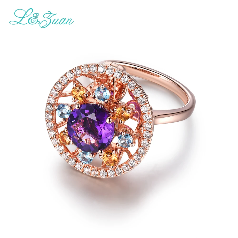 

925 sterling silver Amethyst Purple Stone Setting Two kinds of wear Ring Jewelry for Woman Engagement Wedding Ring Fine Jewelry