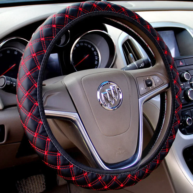 

Car Steering Wheel Cover Black Gray Beige Red Steering Wheel Hubs,PU Leather Wheel Cover Fit Most Cars
