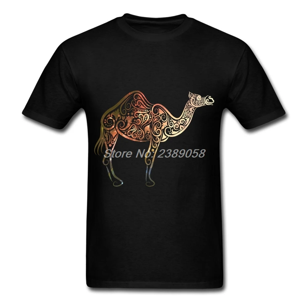 New Style Men t shirt Camel Floral Pattern New Brand Printed Tee Shirts Round Neck Short Sleeve 