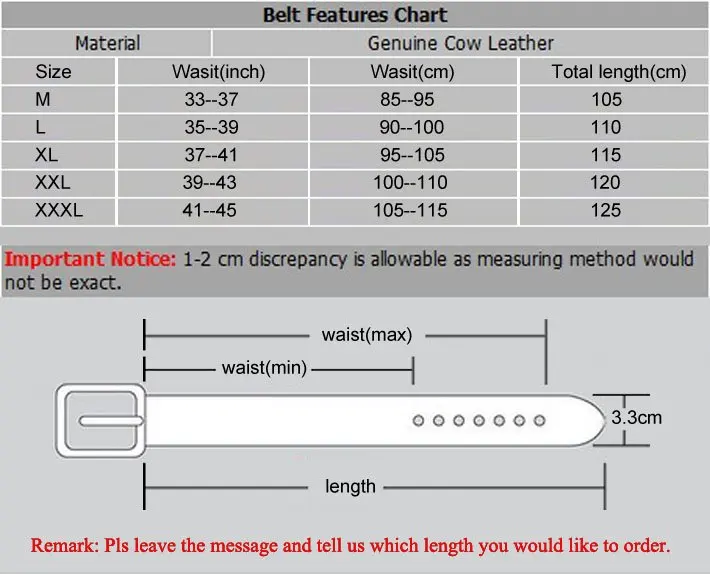 110 cm belt waist size