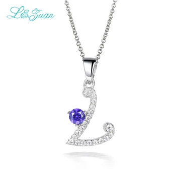 

l&zuan L Charm 925 sterling silver 0.60ct Gemstone Pendant Simple Fashion Necklace Jewelry with silver chain For women gift 0279