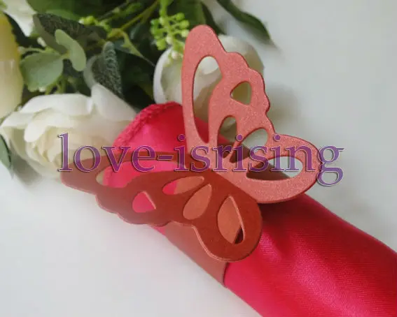 Shipping-50pcs/лот Серебряная бабочка кольца для салфеток для свадебной вечеринки для украшения свадьбы