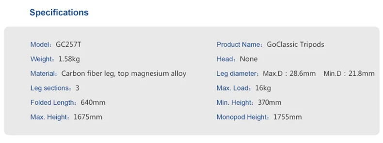 Benro GC257T штатив из углеродного волокна тренога для камеры монопод для камеры 3 секции сумка для переноски Максимальная загрузка 16 кг DHL