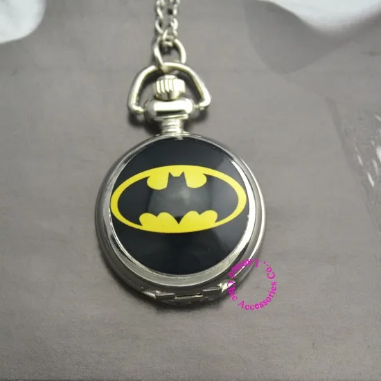 Серебряное Девушка унисекс женщина ребенок DC Super Hero Логотип БЭТМЭН карманные часы час цена современный