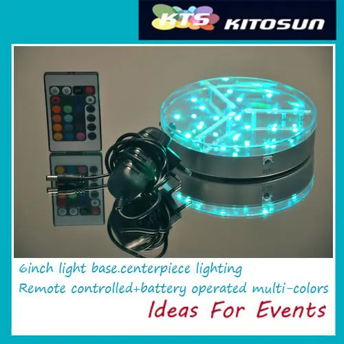 Оптовая продажа 6 дюймов круглый 3aa Батарея работает mulitcolors rgb СВЕТОДИОД под ваза свет База с пульта дистанционного управления
