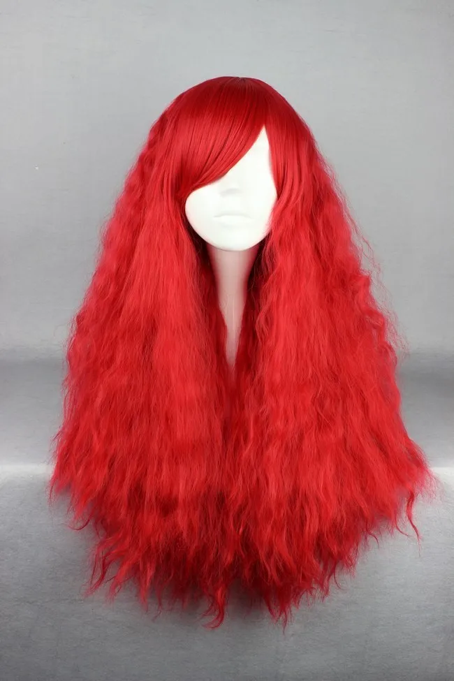 Mcoser 70 см Синтетические длинные вьющиеся волосы красного цвета партии 100% Высокое Температура Волокно парик wig-505a