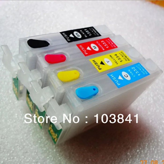 4 шт./лот T1351+ T1332 T1333 T1334 Refillable патрон чернил для принтера Epson Stylus T25 TX123 TX125 TX133 TX135 принтер с чипом