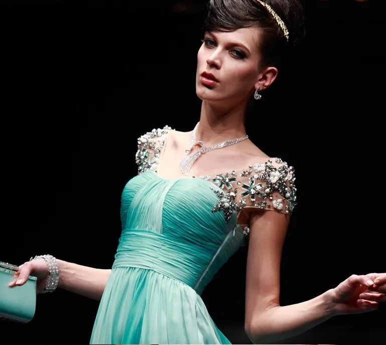 Зеленый vestidos formales Элегантное Длинное Свадебное платье подружки невесты с кристаллами