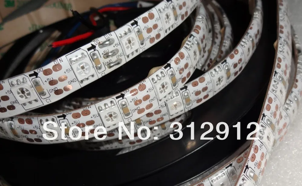 4 м DC5V IP65 WS2812B светодиодный цифровой полосы, 60 шт. WS2812B/м с 60 пикселей; 57.6 Вт белый pcb; водонепроницаемый в силиконовым покрытием