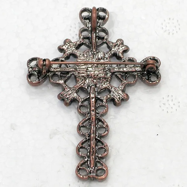12 шт./лот Rhinestone Камея Cross Pin Броши кулон C101898