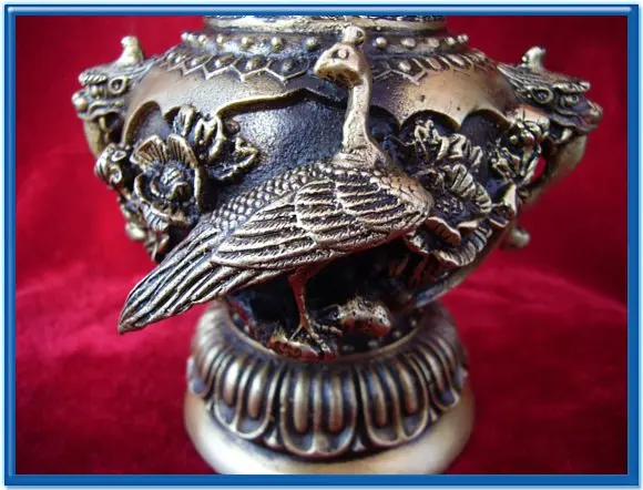 Очень редко Династии мин (сюань de1426-1438) медь Dargon Феникс ваза, бесплатная доставка