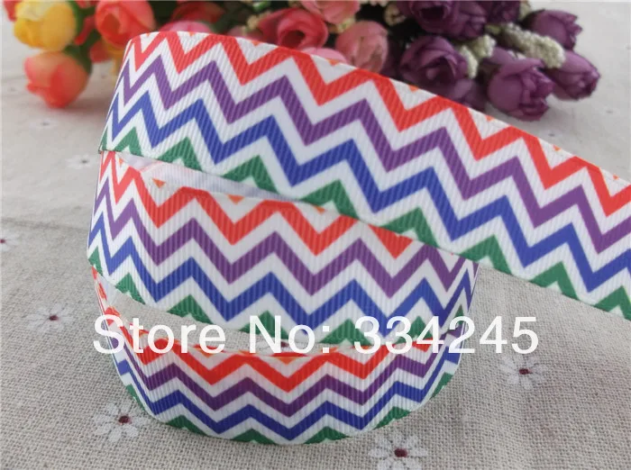 Новое поступление 7/8 ''(22 мм) шеврон напечатанные ленты grosgrain лента волны 50 ярдов AN-2013119