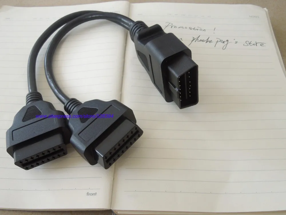 OBD ii кабель 16 Pin OBD 2 разветвитель Удлинительный Кабель-адаптер штекер Двойной Женский Y разъем obd2 расширенный интерфейс линии