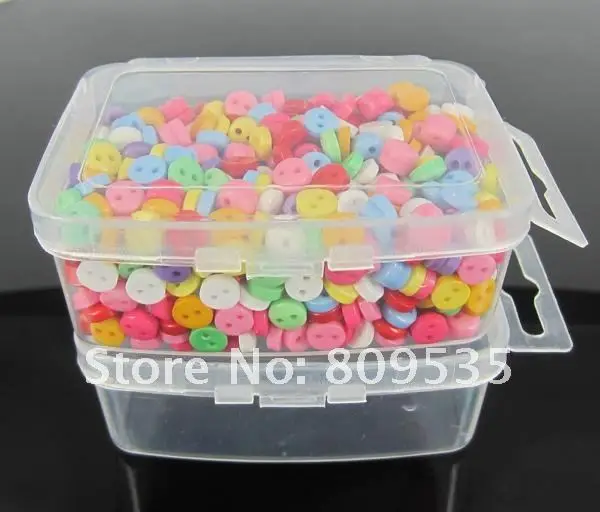 800 шт Смешанные Мини комбинированные кнопки смолы 6,0 мм+ прозрачная коробка для хранения