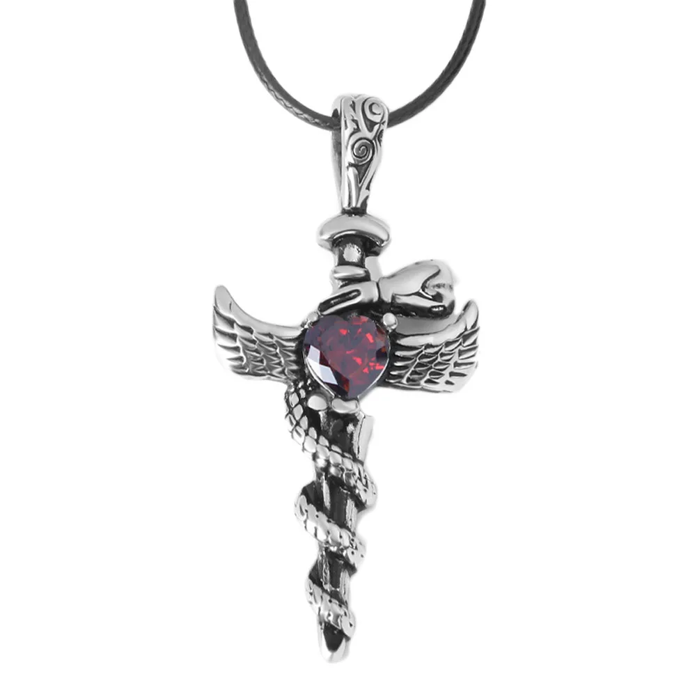 Новый Стиль Мужской винтажный Античный цвет дракон меч крест кулон ожерелье панк