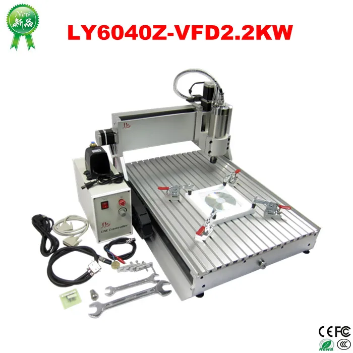 LY 6040Z-VFD 2.2KW 3axis CNC фрезерный станок с ЧПУ, токарный станок по дереву 2200w с частотно-регулируемым приводом водяного охлаждения шпинделя