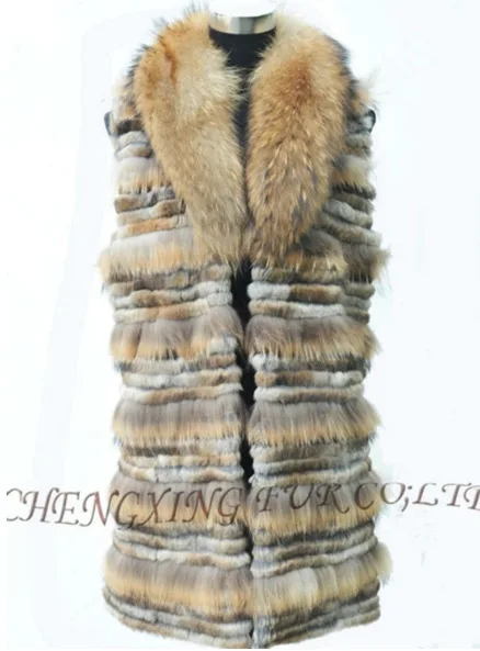 CX-G-B-224D мех кролика Женская мода жилет с воротником из меха енота~ Прямая