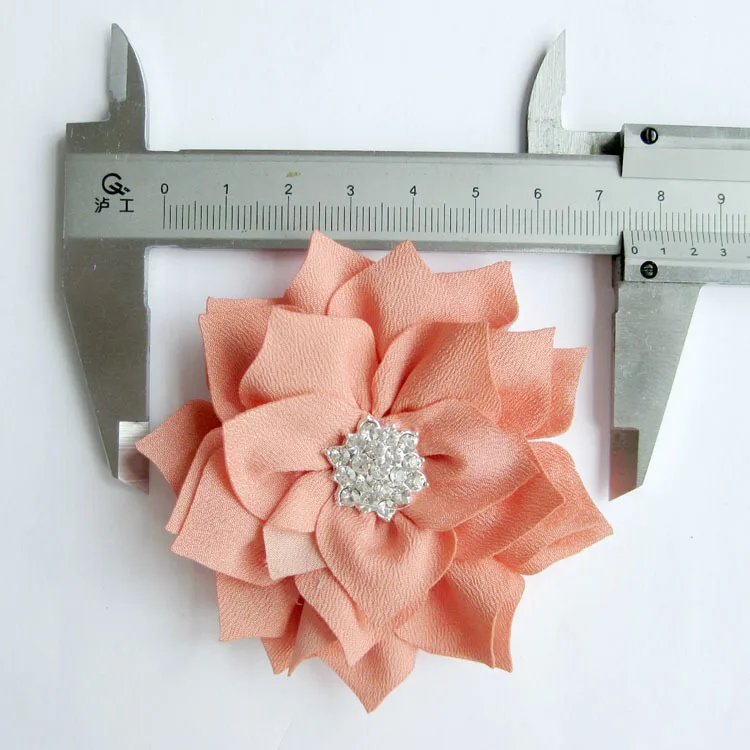 60 шт./лот 3 дюйма зима цветы слоев лепестков с Starburst Button Kanzashi Ткань цветы плоской задней