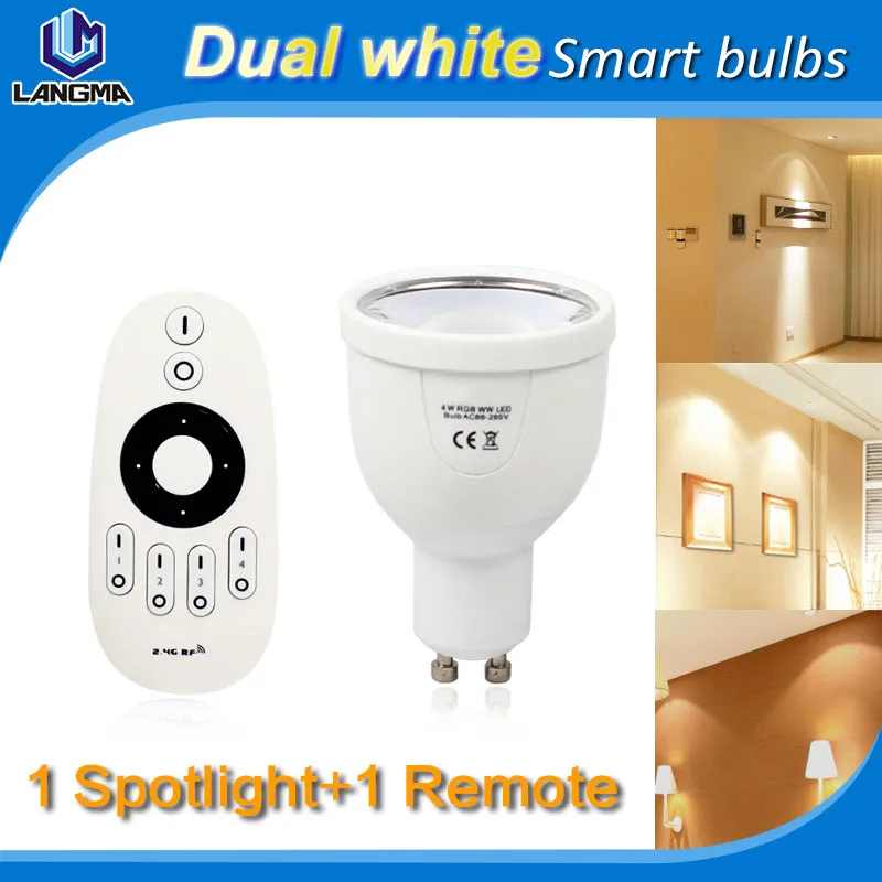 

dimmaible brightness CCT wireless WIFI controller + Dual white bulb GU10 smart led bulbs by mobile phone