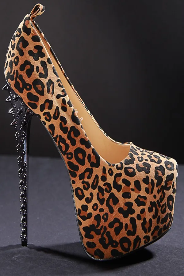 2015 Crystal Bottom Suede Thin High Heels  Leopard Pumps Women Party Platform Ladies Shoes Pointed Toe Autumn Zapatos Mujer