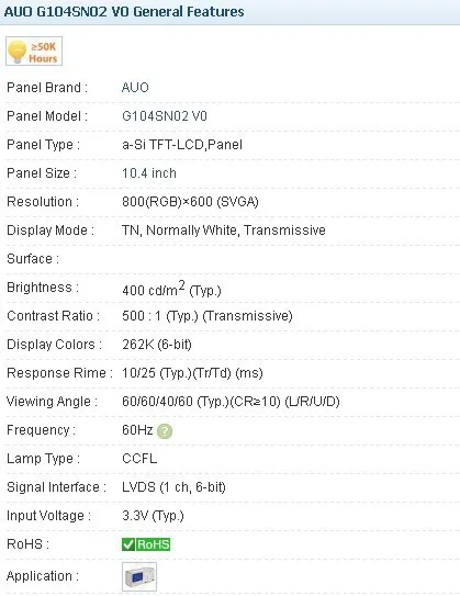 Промышленный ЖК дисплей G104SN02 V0 10 4 дюйма стандарт A + проверено перед отправкой|grade