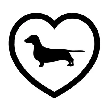 

15*14.1CM New Love Border Dachshund Car Sticker Motorcycle Car Window Fashion Decorative Stickers Decals C4-0146