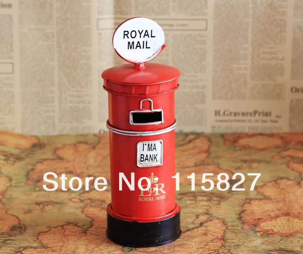 Минимальный заказ$20(смесовые) англия Стиль Royal Mail Утюг экономия денег box Postbox монета Saver дом или магазин украшения