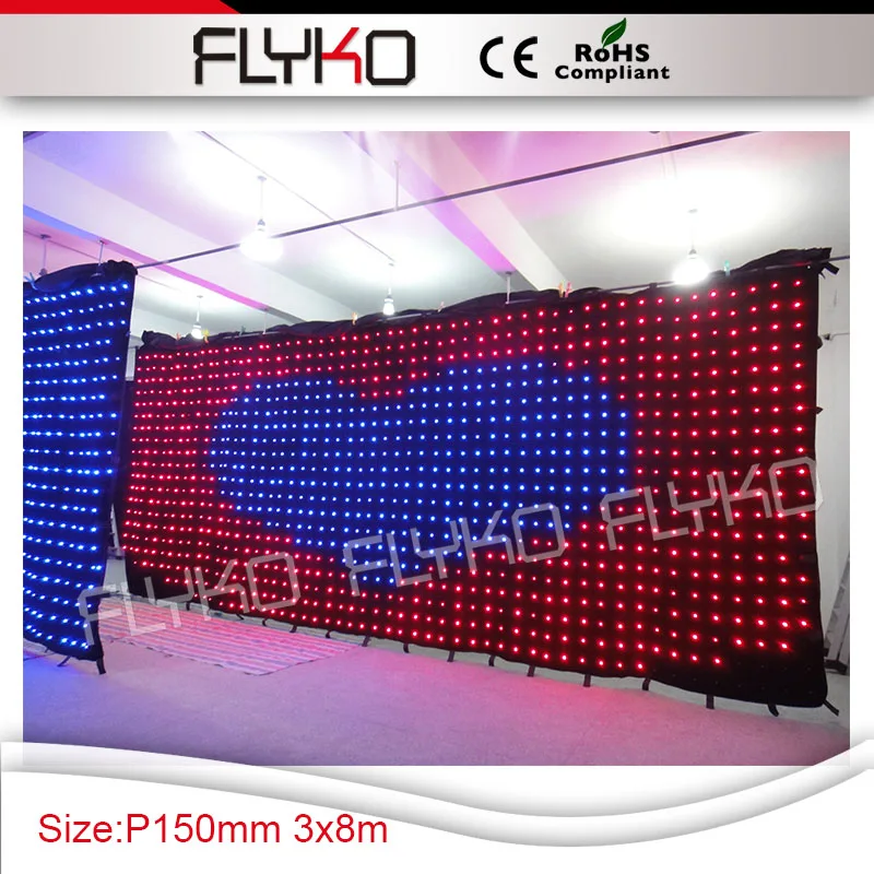 Pixel 150 мм 3x8 м led видение ткань для помещений Складные Гибкие светодиодные огни