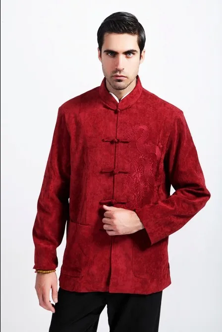 Красная Горячая Зимняя китайская мужская Кунг-фу вышивка в виде дракона куртка пальто M L XL XXL XXXL 11373