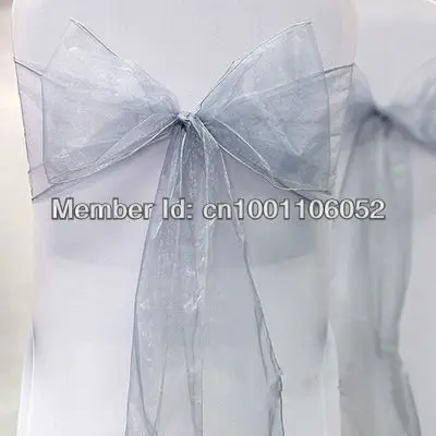 25 шт. серебро "(20 см) Ш х 108"(275 см) l Sheer органза Пояса Свадебная вечеринка Банкетный Председатель органза Sash Лук