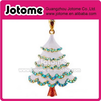 

100pcs/lot NEW Fashion Christmas Tree Enamel and Blue Crystal Rhinestone Charm Pendant