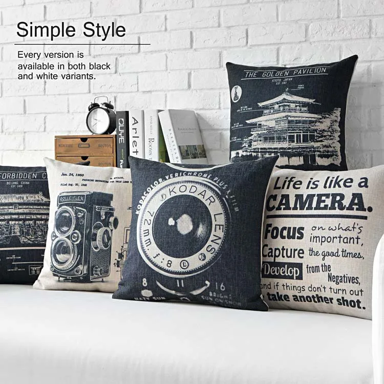 Скандинавские подушки для диванов, минималистичный промышленный стиль, подушки для домашнего декора, чехлы для подушек с рисунком камеры, подушки