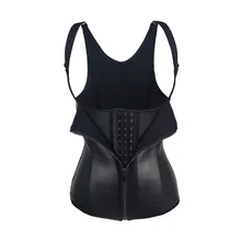 S 6XL adjustable shoulder sexy latex waist trainer zipper vest latex corset waist cincher body shaper