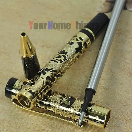 Роликовая шариковая ручка Jinhao 5000 черный и золотой век Дракон тиснением с оригинальной коробкой