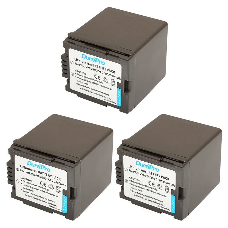 3 шт. VW-VBG260 VW VBG260 VBG260 Батареи для камеры для Panasonic vdr-d160 vdr-d210 vdr-d220 vdr-d230 vdr-d310 vdr-d50 vdr-d51