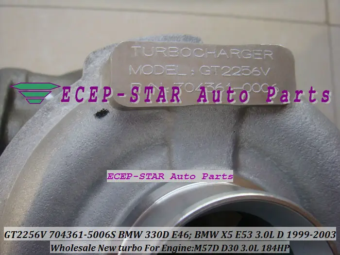 GT2256V 704361-5006S TURBINE Turbo Fit For bmw 330D E46 X5 3.0D E53,EngineM57D D30 3.0L 184HP 1999-2003 Turbocharger