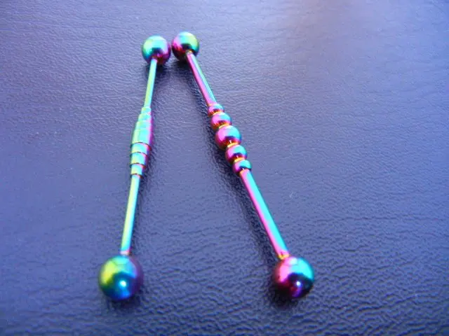 Lot 50pcs Free Shippment 14g Anodized Industrial Ear Barbells Body Jewelry Ear PiercingMIX Colors and Styles