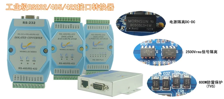 Промышленный полностью изолированный RS232 к RS485 RS422 интерфейс конвертер данных 9-30 в
