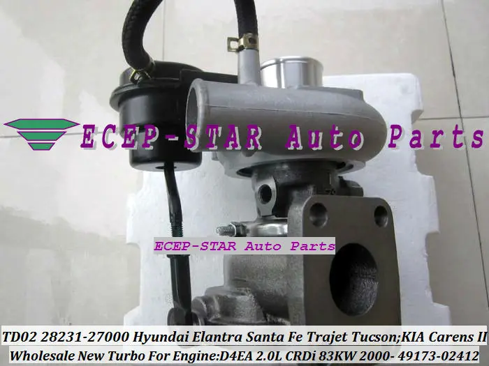 TD02 49173-02412 28231-27000 HYUNDAI Elantra Santa Fe Trajet Tucson KIA Carens II D4EA 2.0CRDi 83KW 2000- Turbocharger (5)