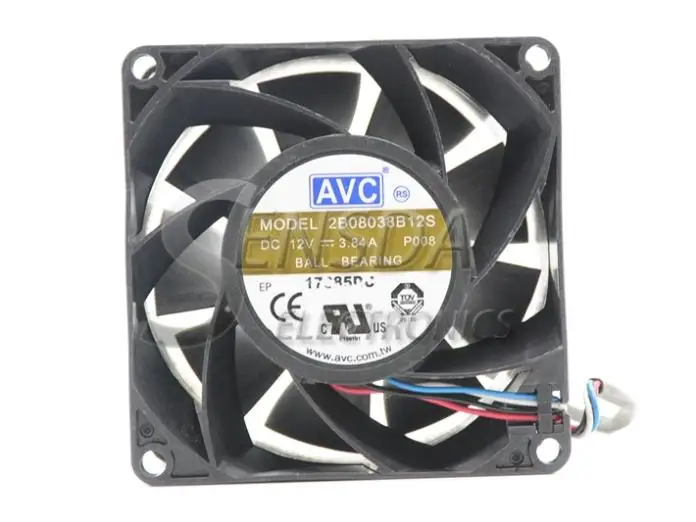 AVC 2B08038B12S P059 DC 12 В 3.84A Вентилятор охлаждения сервера площади Fan 80x80x38 мм 8 см 80 мм 4-провод