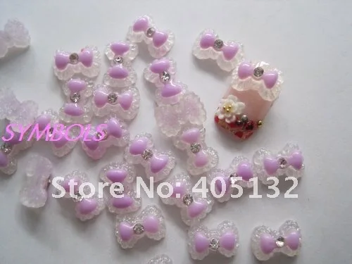 rbr-14-5 Wholesale 200pcs/bag Purple Resin Double Bowknot Nail Art Decoration Cellphone Decoration Bow Decoration