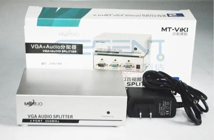 2 порта 1x2 VGA+ аудио сплиттер 350 МГц для широкоэкранный дисплей HD 1920x1440 металл