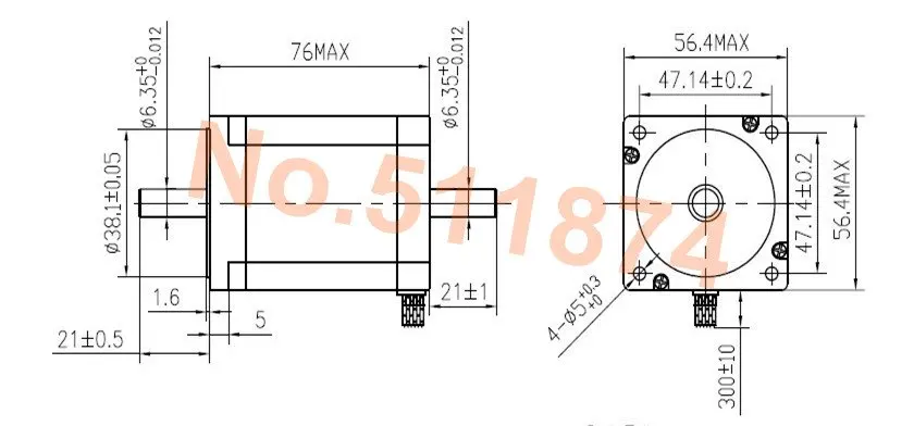 Биполярного двигателя! Wantai Nema23 шагового двигателя Dual вала 57BYGH603B 287oz-in 78 мм 1A CE ROHS ISO ЧПУ лазерная Пластик гравер