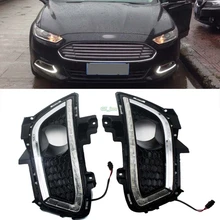Автомобилей Стайлинг Fit 2013 2014 2015 2016 Ford Fusion высокое Мощность 16-LED Габаритные огни DRL Противотуманные огни 2 шт.