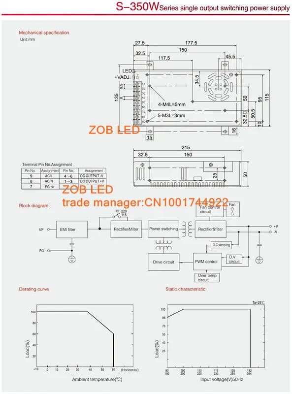 FREESHIPOING 360 Вт Светодиодный импульсный источник питания, 85-265AC вход, 12V30A 24V15A 5V70A 48V7. 5A для светодиодной ленты света CE ROSH выход