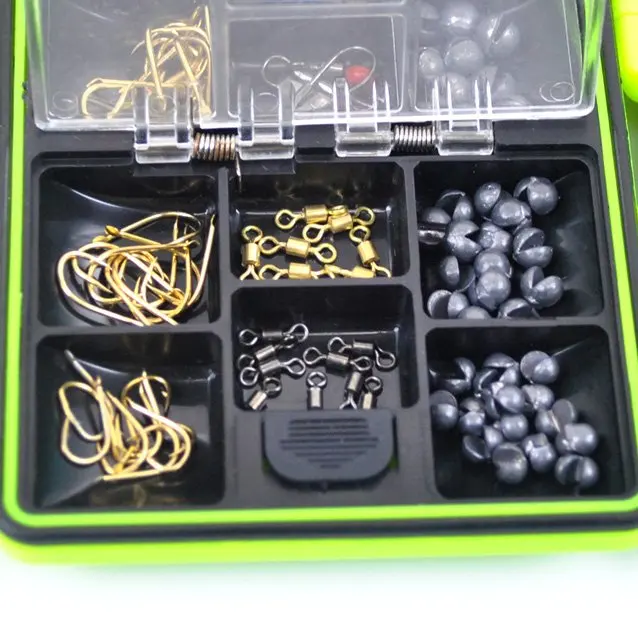1SET Pack Fishing Tackle Box Utility Box Hooks Swivels 1Set Assorted Tackle Saltwater Tool Box Jig Hooks Fishing Accessories