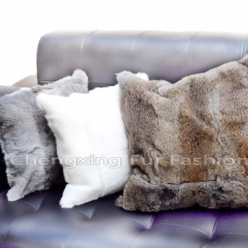 Free Shipping CX-D-68 Home Fashion 50x75cm Real Rabbit Fur Pillow Case